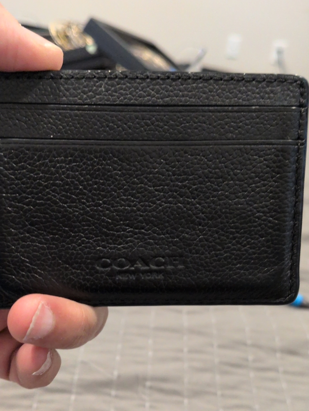 COACH Vintage Mens Black Pebbled Leather Card Case
